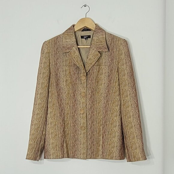 Philippe Adec Brown Orange Cotton Blend Button Front Lightweight Blazer Size 10 - Picture 2 of 15